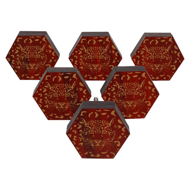 IBA Indianbeautifulart Poignées Gravées Rouges pour Porte de Placard en Bois Lot de 10