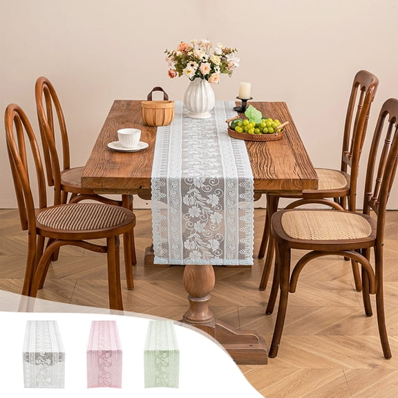 CuiLiyq Lace Table Runner, Hollowed Out Floral Design, Rectangular Tablecloth for Dining Room Tea Table and Home Decor, 11.8" x 70.9"
