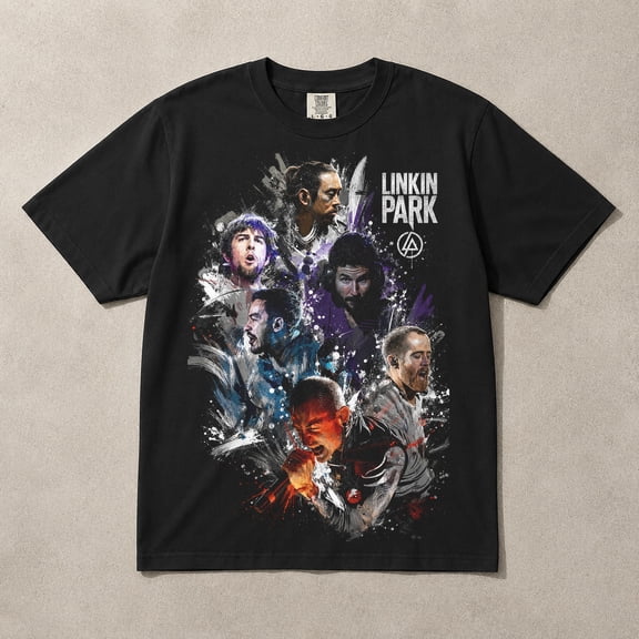 Llnkin P@rk Band Collage Graphic T-Shirt Alternative Rock Nu Metal Tribute Merch
