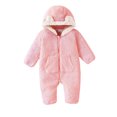 thumbnail image 3 of PureCasa Bear Outfit Suit for Girls Boys 3-18 Months Solid Color Warm Fleece Long Sleeve Winter Clothes Hooded Romper Snowsuit, 3 of 10