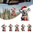 thumbnail image 3 of Koala Christmas Ornament with Santa Hat and Gift Box, Festive Hanging Decor for Animal Lovers and Holiday Season Decorations - E, 3 of 3