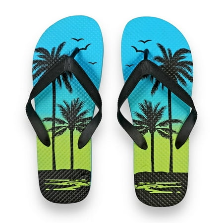 

Men s Juncture Island Waves Rubber Flip-Flops - Blue/Green [Size L 10/11]