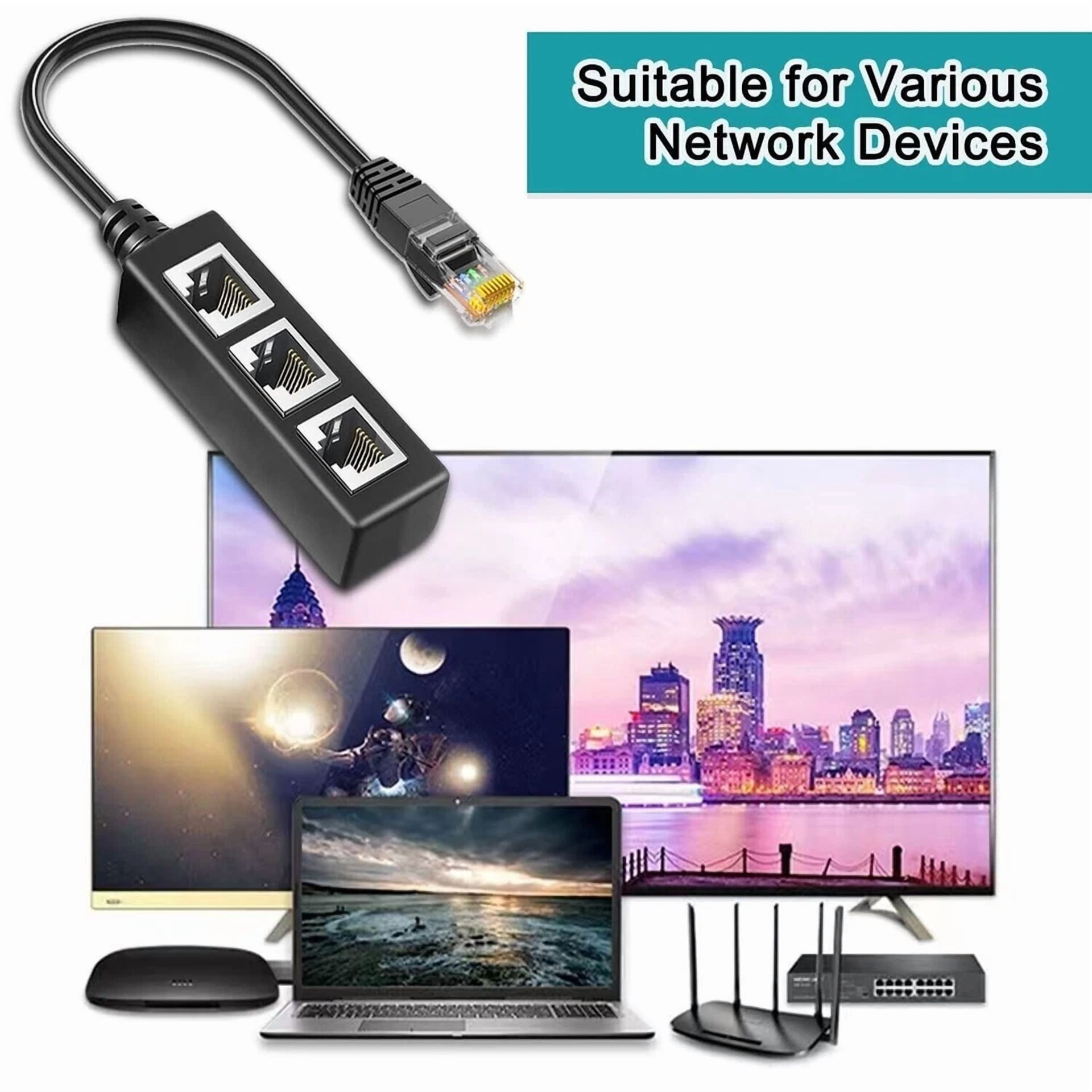 CIRCLE- Rj45 Ethernet Splitter 1 To 2 Gigabit Ethernet Switch Starlink Ethernet Adapt.