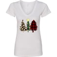 thumbnail image 3 of Inktastic Three Christmas Trees in Plaid and Leopard Print Women's V-Neck T-Shirt, 3 of 5