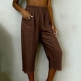 thumbnail image 6 of BUIGTTKLOP Womens Wide Leg Capri Pants Elastic Waist Casual Loose Lounge Trousers 2026 Summer Flowy Beach Vacation Capris, 6 of 6