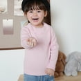 thumbnail image 4 of GYRATEDREAM Toddler Unisex Baby Blouses Kids Long Sleeve Knitted Bottom T-Shirt Boys Girls Solid Color Doll Collar Casual Tee Tops for 1-7 Years, 4 of 8