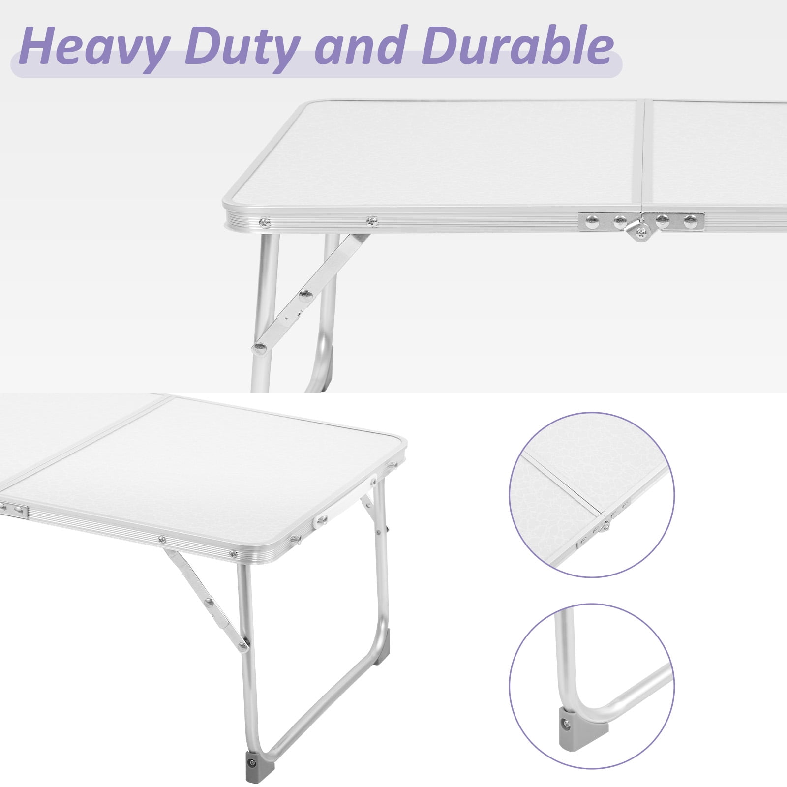23.62*11.81in Low Folding Table Folding White Table Versatile Space Saving Design Easy to Store Lightweight Durable Indoor Outdoor Use Ideal for Picnics Camping and Small Spaces