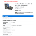 thumbnail image 2 of Front Brake Pad Set - Compatible with 2015 - 2022 Nissan Murano 2016 2017 2018 2019 2020 2021, 2 of 2