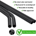 thumbnail image 3 of Reusable Smoothie Straws & Boba Straws 0.5" Diam Wide Mouth Straw, Set of 4 Stainless Steel Straws 10.5" & 8.5" with 1 Long Straw Cleaner Brush，Black Metal Straws for Jumbo Thick Drinks, 3 of 5