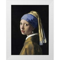 Vermeer, Jan 25x32 White Modern Wood Framed Museum Art Print Titled - Girl With A Pearl Earring