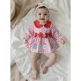 thumbnail image 4 of Miaouyo Infant Baby Girl Christmas Romper Dress 0 3 6 12 18 Months Plaid Print Santa Tree Embroidery Jumpsuit Long Sleeve Doll Collar Bodysuit, 4 of 9