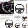 thumbnail image 3 of FKELYI Bohemian Flower Print Auto Seat Covers Full Set with Steering Wheel Cover Shoulder Seatbelt Pad Armrest Pad Cup Coasters Head Rest Protector Gear Shift Knob Sleeve for Most Sedan, 3 of 6