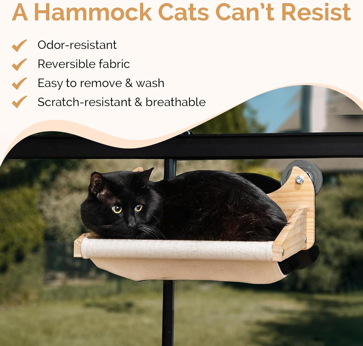 4-in-1 Window & Wall Mount  Wall Shelves – Hammock, Scratching Post & Perch |   Fits  to 40 lbs |   Space-Saving Pet Furniture for Windows, Glass & Drywall |   Modern Wood  Shelf Set