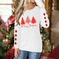 thumbnail image 4 of HOMBOM Long Sleeve Tops for Women Plus Size Christmas Holiday White Xmas Santa Ugly Females T Shirts Crewneck, 4 of 9