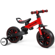 Koiauber Balance Bicycle with Push Handle 6 in 1 Folding Push Bike with Training Wheels Pedals,
