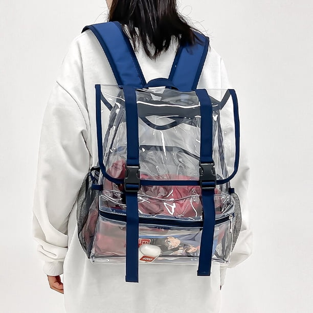 Mochila transparente de PVC para mujer, morral escolar de moda para estudiantes, mochila de viaje aprobada por el estadio Fivean unisex