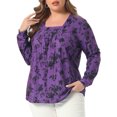 thumbnail image 2 of DARING DIVA  Women's Plus Floral Square Neck Blouse 4X Purple, 2 of 6