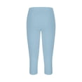 thumbnail image 4 of Women Capris High Waist Yoga Pants - Hollow Out Comfy Stretchy Seamless Leggings Workout Compression Capri Pants (Light Blue,S), 4 of 4