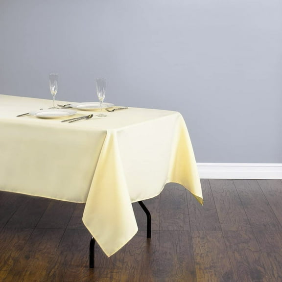 CintBllTer Tablecloth Polyester Rectangular 60x120 Inch (Light Yellow)