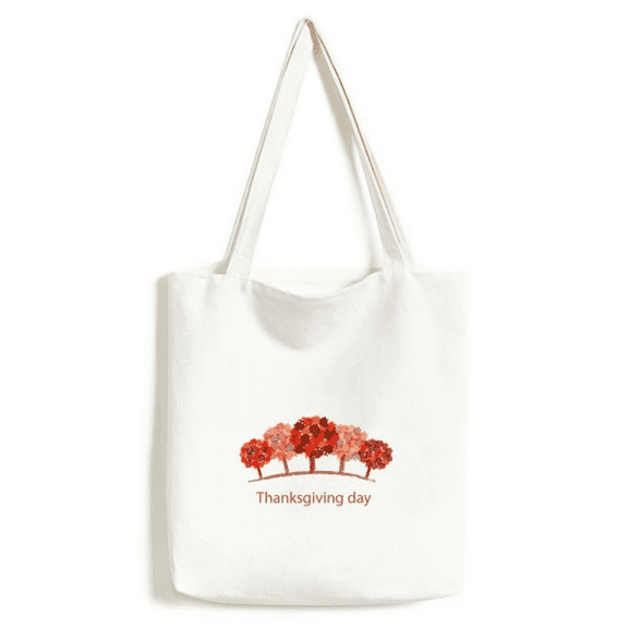 Thanksgiving Day Red Tree Watercolor Pattern Tote Canvas Bag Shopping Satchel Casual Handbag