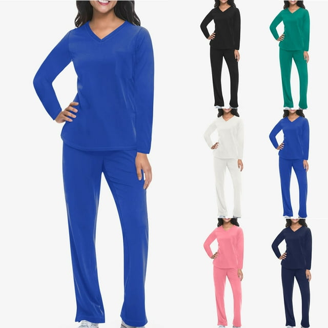 Bovxnpu Two Piece Sets for Women Lounge Sets,Womens 2 Piece Matching Sets,Women Casual Round Neck Short Sleeve Blouse Fashion Pants Pajamas Suit