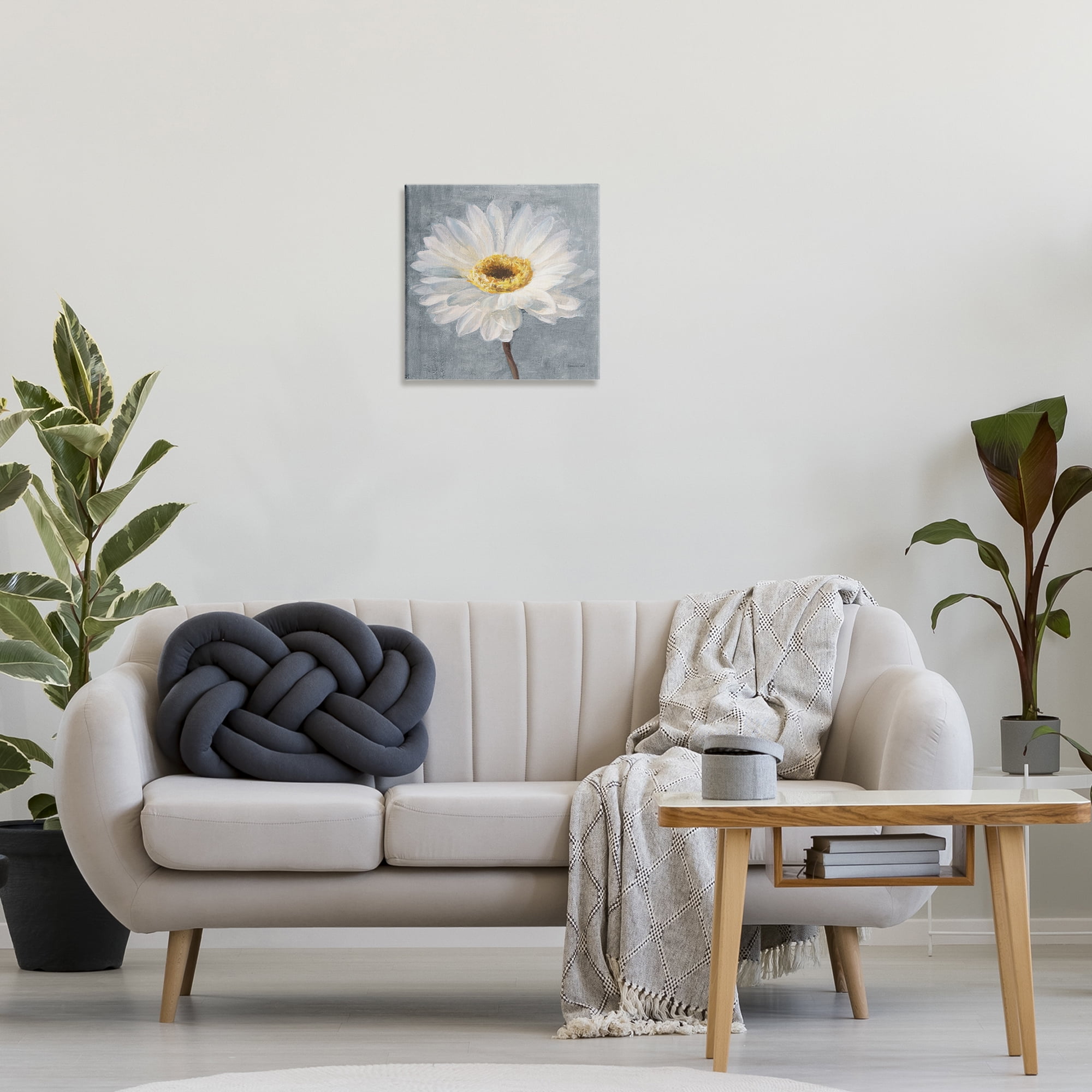 Stupell Industries Paris Blossom on Grey Plants & Flowers Painting Wrapped Canvas Art Print Wall Art, 17 x 17