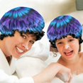 thumbnail image 6 of Shower Caps,Blue Purple Tie Dye Mandala Pattern Waterproof Shower Cap for Women 4 Pieces,Double Reusable Hair Cover for Shower PEVA Elastic Stretch Hem, 6 of 7