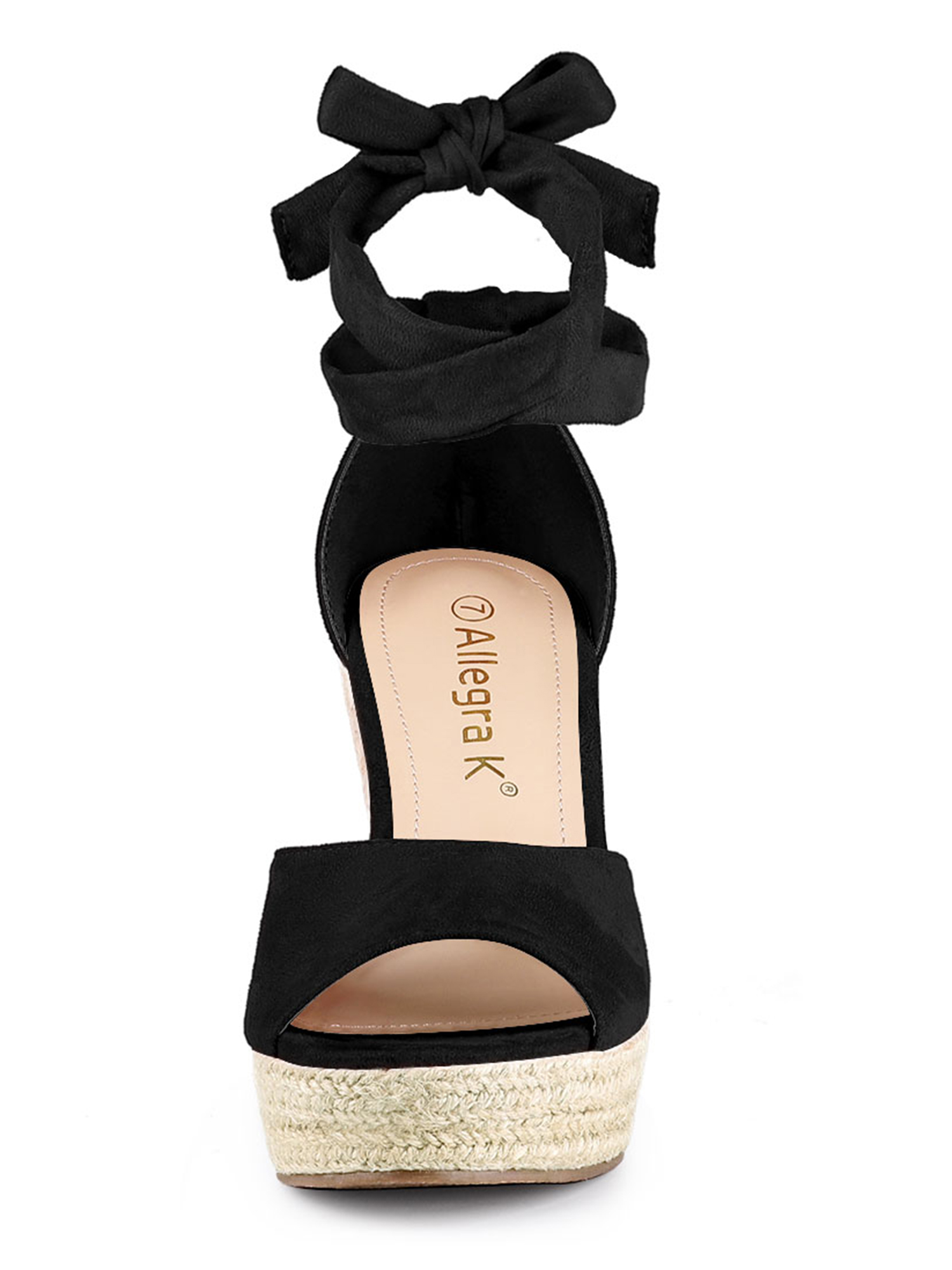 Unique Bargains Women's Espadrilles Tie Up Ankle Strap Sandals Black (Size 7.5)