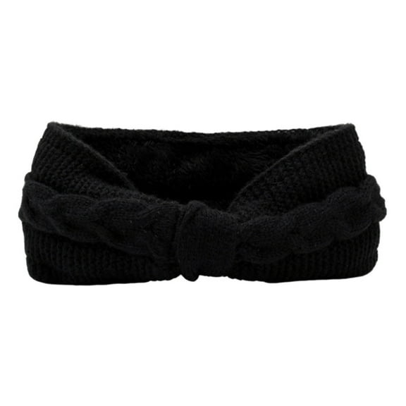 Women Winter Headband Winter Fleece-lined Headband Solid Color Twist Texture Thickened Warm Hair Band Stretchy Cozy Head Wrap Knit Ear Warmer Fleece