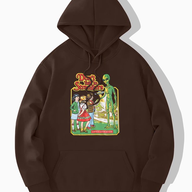 Sudadera con capucha con estampado de alienígena de cómic retro, sudaderas con capucha geniales para hombres, sudadera con capucha de diseño gráfico informal para hombres con bolsillo de canguro para