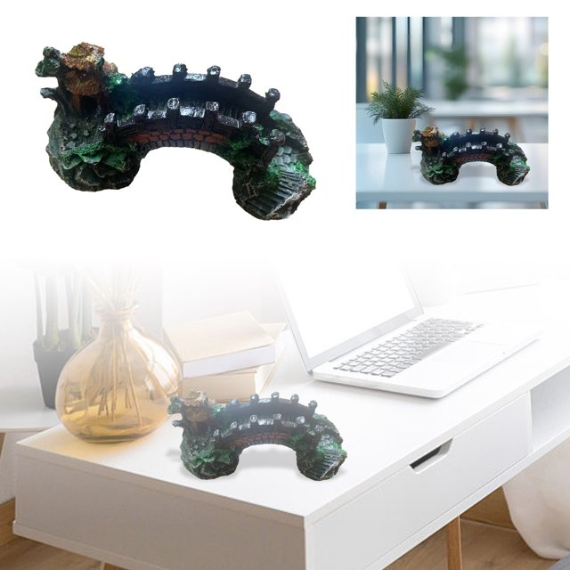 Acuario Puente Arco de Agua - Ornamento de Resina, Diseño Realista, Realza el Paisaje Acuático, para Peceras
