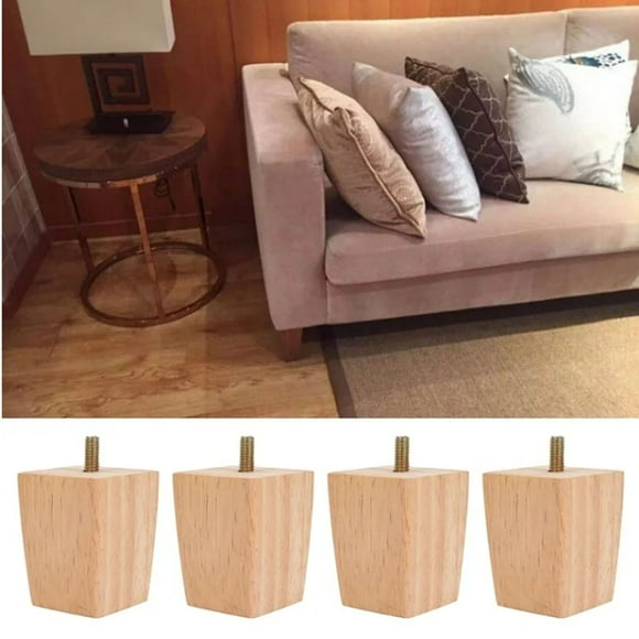Wooden Sofa Coffee Table Bed Furniture Feet Nordic Style Oblique Tapered with Tooth Square Foot Set, Square Solid Replacement Furniture Feet Legs Wood Sofa Couch Chair, A_Beige, By Meiiso