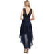 thumbnail image 2 of BeryLove Vestido de cóctel de noche para mujer con encaje y gasa, sin mangas, falda alta y baja con cinturón, 2 of 5