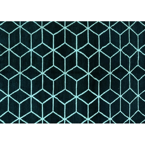 Ahgly Company Indoor Rectangle Abstract Light Blue Modern Area Rugs, 8' x 10'