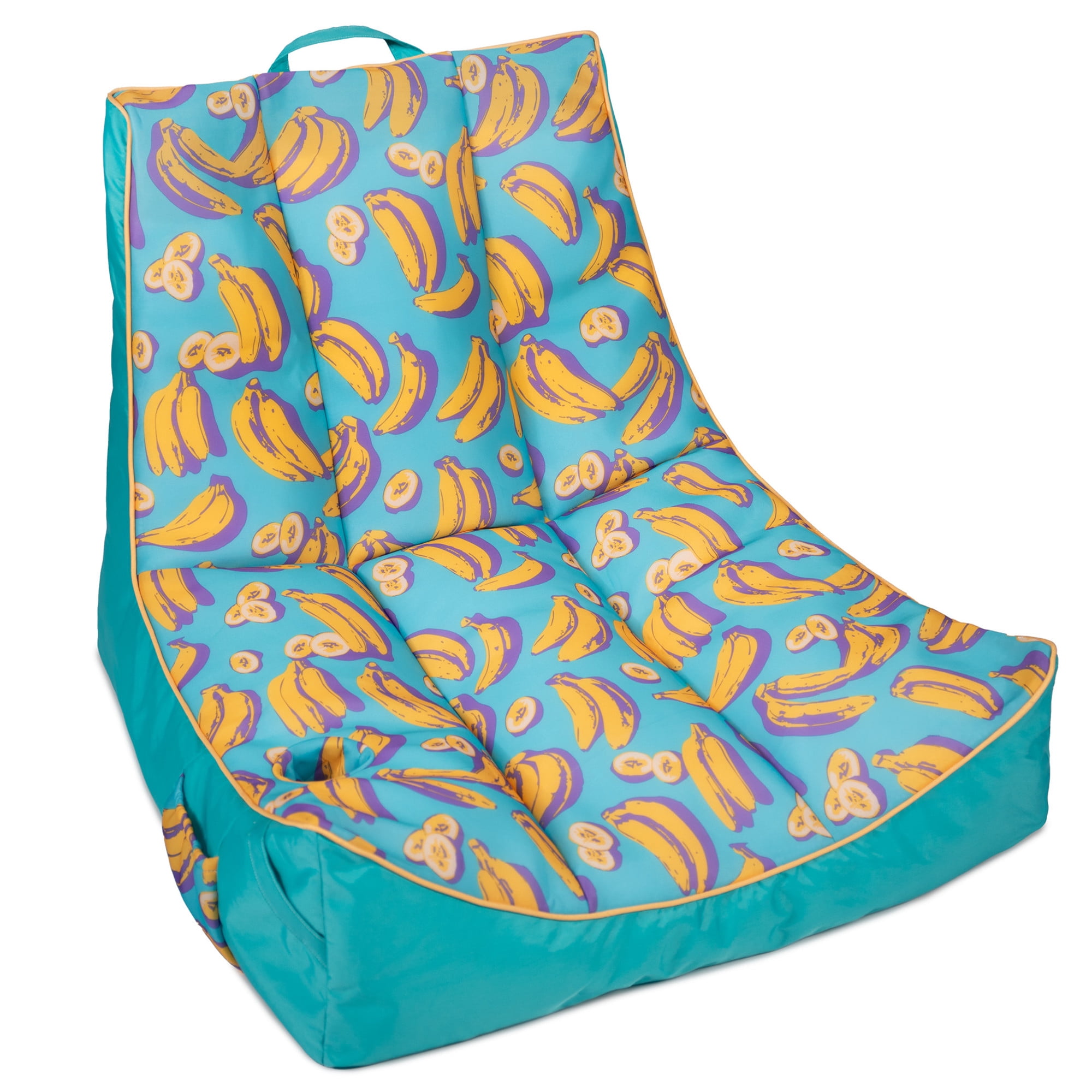 Big Joe Captain's Float No Inflation Needed Pool Lounger, Banana Pop Double Sided Mesh, Quick Draining Fabric, 3 feet