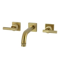 Kingston Brass KS6127KNL Convergent Double-Handle Wall Mount Bathroom Faucet with Knurled Handle, Brushed Brass