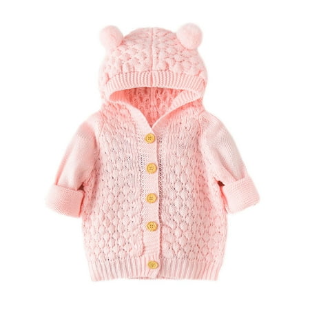 

Sales Honeeladyy Winter Fall Knit Baby Jumpsuits Unisex Newborn Infant Coat Button Bear Ear Hooded One-Piece Romper Sleeepwear Back to School