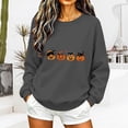thumbnail image 2 of Women's Hoodless Sweatshirt Halloween Cat Cozy Long Sleeve Crewneck Top for Grey M, 2 of 4