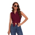 thumbnail image 5 of SPRING SEAON Women’s Sleeveless Blouse V Neck Button Down Chiffon Shirt for Women Casual Loose Fit Work Tops with Collar for Office or Daily Wear, 5 of 11
