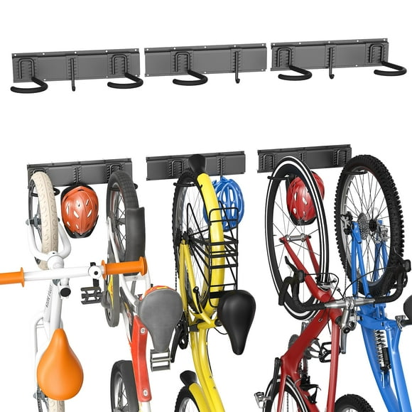 Portabicicletas TORACK montado en la pared para 5 bicicletas y cascos