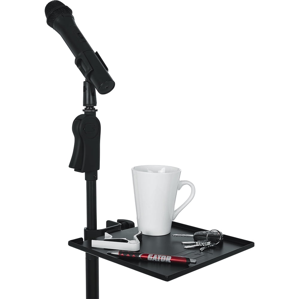 Gator GFW-SHELF0909 Gator Frameworks small microphone stand clamp-on utility shelf, capacity up to 10lbs.