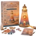 thumbnail image 2 of DIY Sea Glass Lighthouse Kit, Light Up Christmas Coastal Craft Kit, Shells & Pearl Decor, Handmade Beach Theme Holiday Ornament for Adults, Home Tabletop Decoration Gift, 2 of 9
