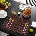 thumbnail image 4 of Red and Green Plaid Christmas Snow Pattern Summer Placemats Table Placemats Set Of 4-Linen Kitchen Washable Placemats Table Mats 11.8"x17.7" Non-Slip Heat Resistant, 4 of 6