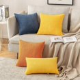 thumbnail image 3 of Paquete de 2 fundas de almohada de pana de 30 x 50 cm, fundas de almohada lumbar de color amarillo dorado para sofá, dormitorio o sillón., 3 of 5