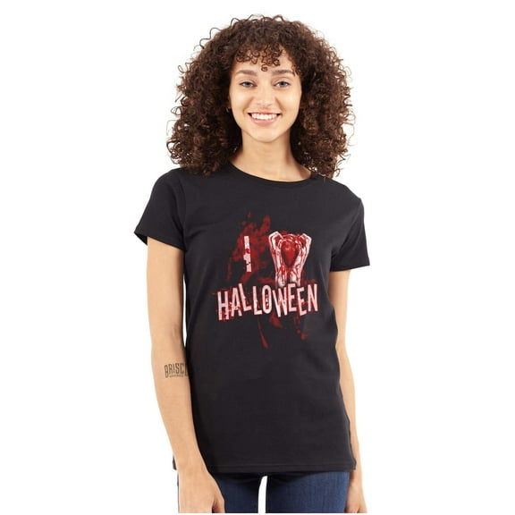 I Love Halloween Spooky Macabre Womens Slim Fit Graphic Tee Brisco Brands S