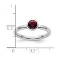 thumbnail image 2 of 925 Sterling Silver Bezel Polished Stackable Low 5mm Round Rhod. Garnet Ring Size 7 Stackable Ring for Women, 2 of 2