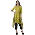 thumbnail image 1 of Moomaya Asymmetric Kurti With Pant Indian Tunic Tops Printed Kurti Set For Women, 1 of 6