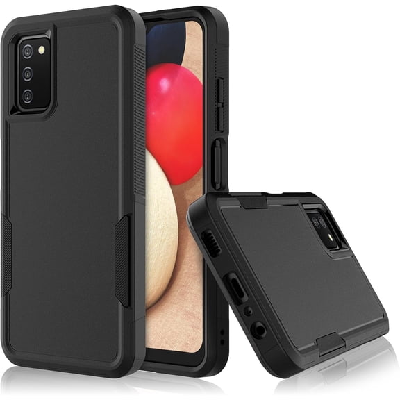 Case for Samsung Galaxy A03S, 2 in 1 Full Body Shockproof (Plastic Cover Soft Silicone Rubber) Dustproof Rugged Defender Case for Samsung Galaxy A03S US Version, Black