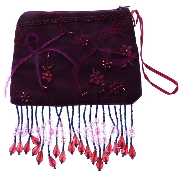 Mi Amore Floral Design Coin Purse Maroon/Multicolor