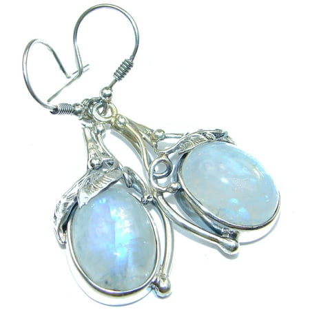 Fire Moonstone Earrings - Genuine Fire Moonstone .925 Sterling Silver handcrafted Earrings by SilverRush Style